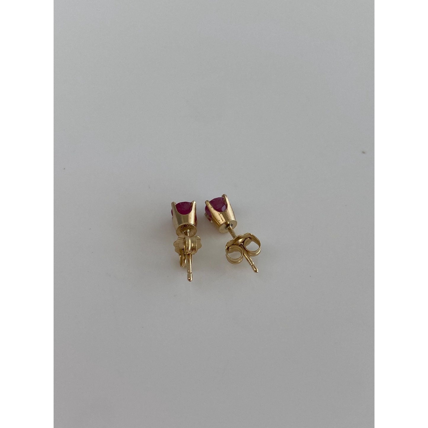 Vintage Solid 14k Yellow Gold Ruby Stud Earrings