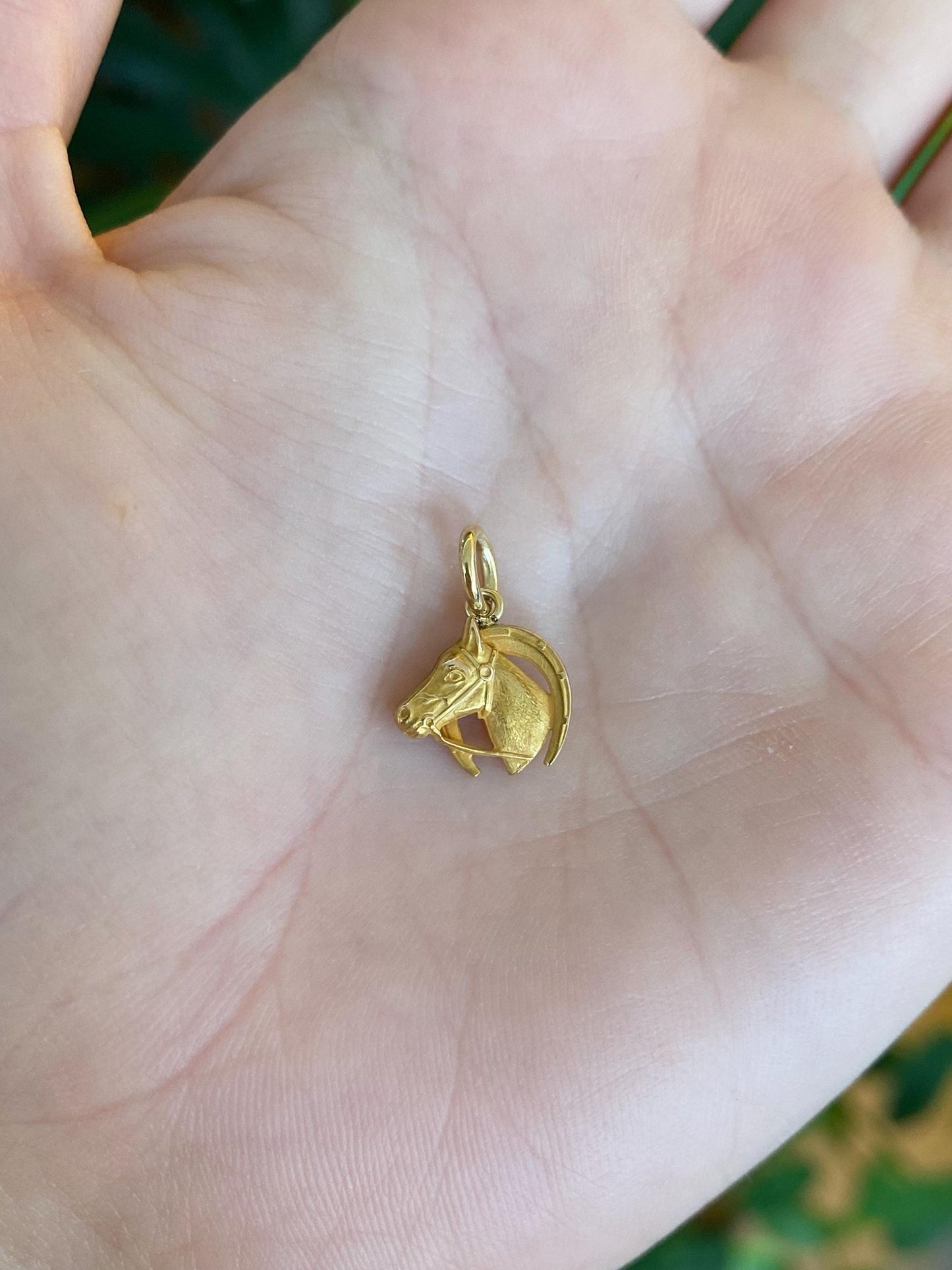 Vintage Solid 18k Yellow Gold Horse Horseshoe Stick Pin Charm