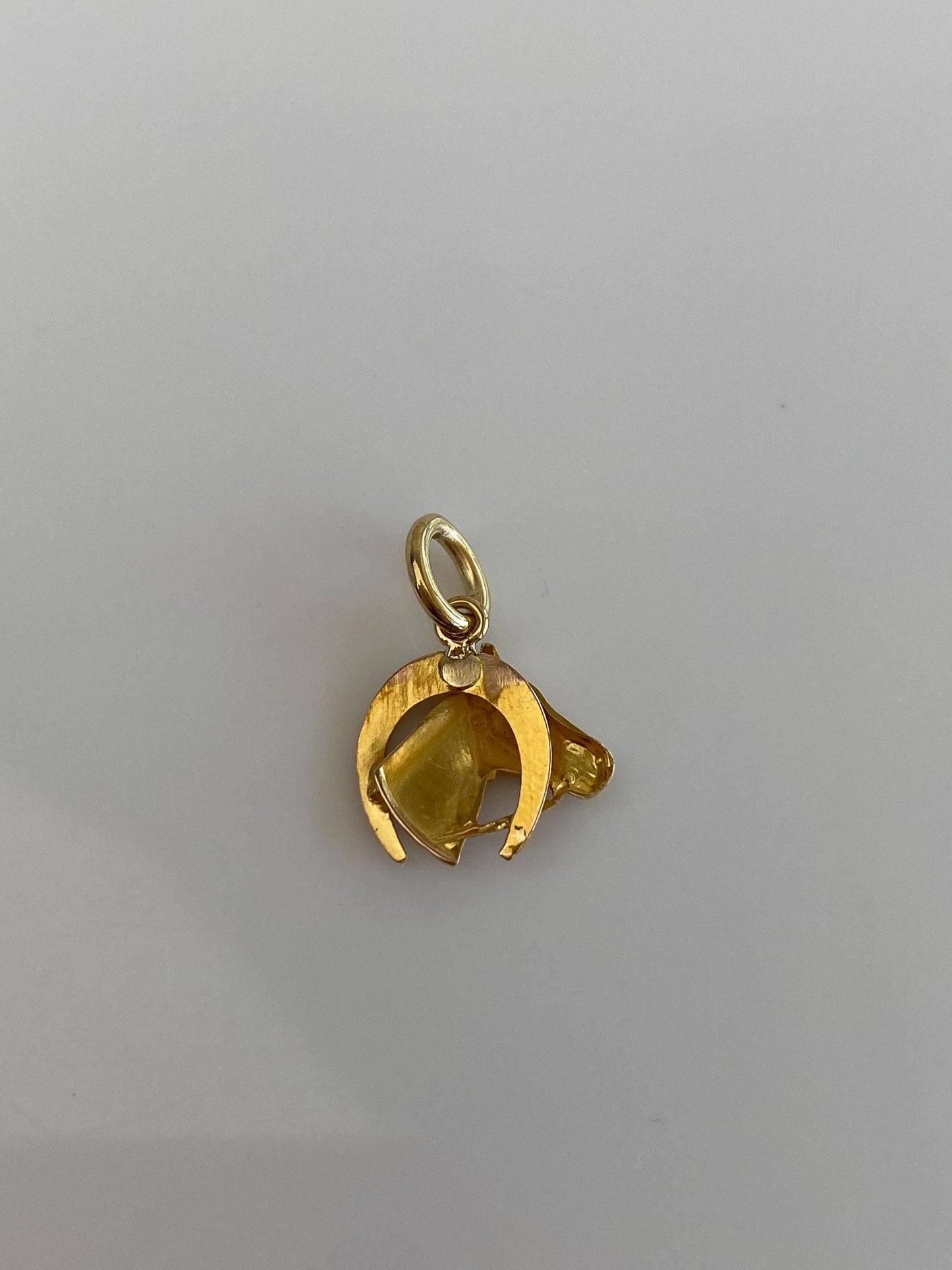 Vintage Solid 18k Yellow Gold Horse Horseshoe Stick Pin Charm