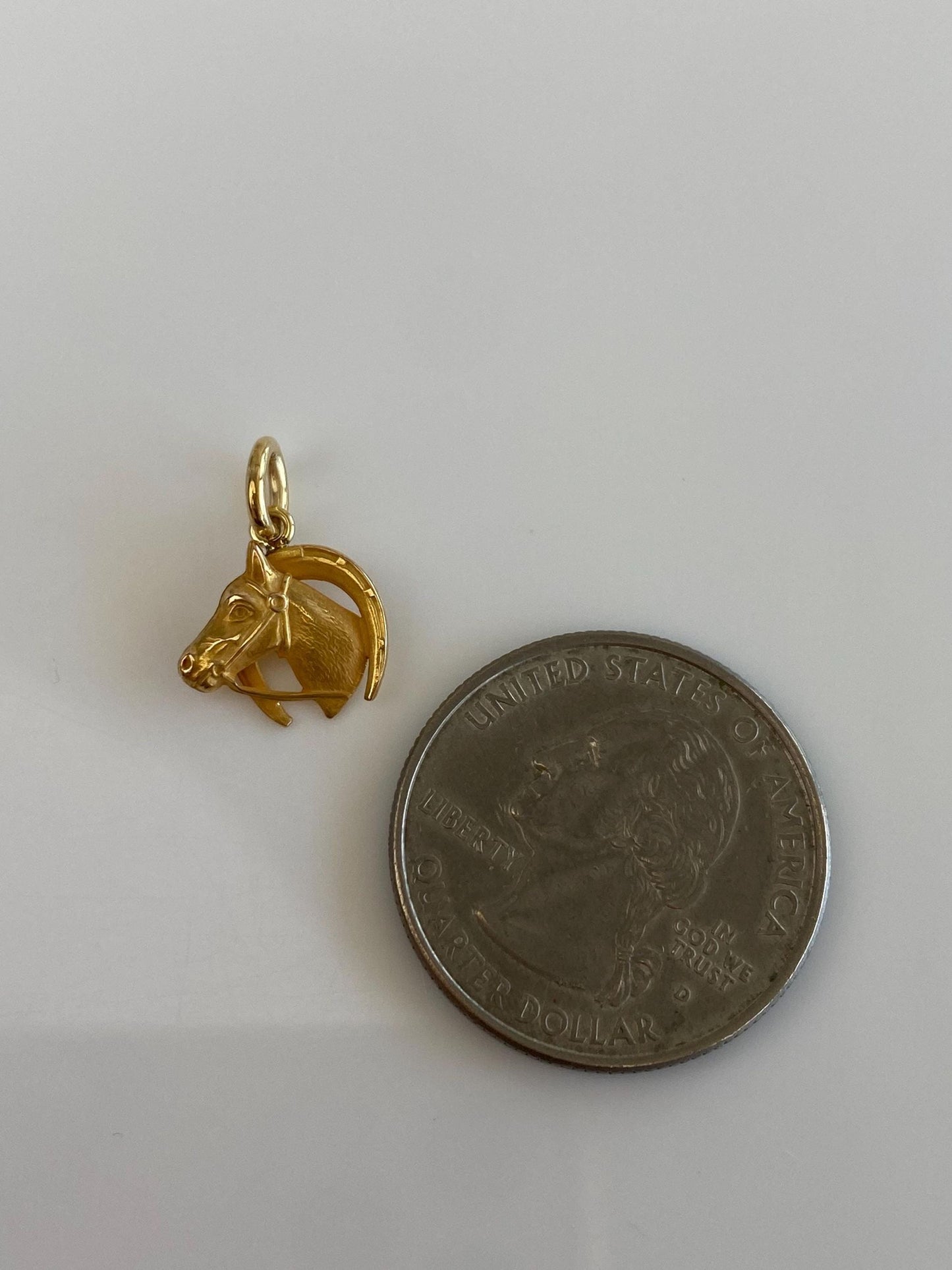 Vintage Solid 18k Yellow Gold Horse Horseshoe Stick Pin Charm