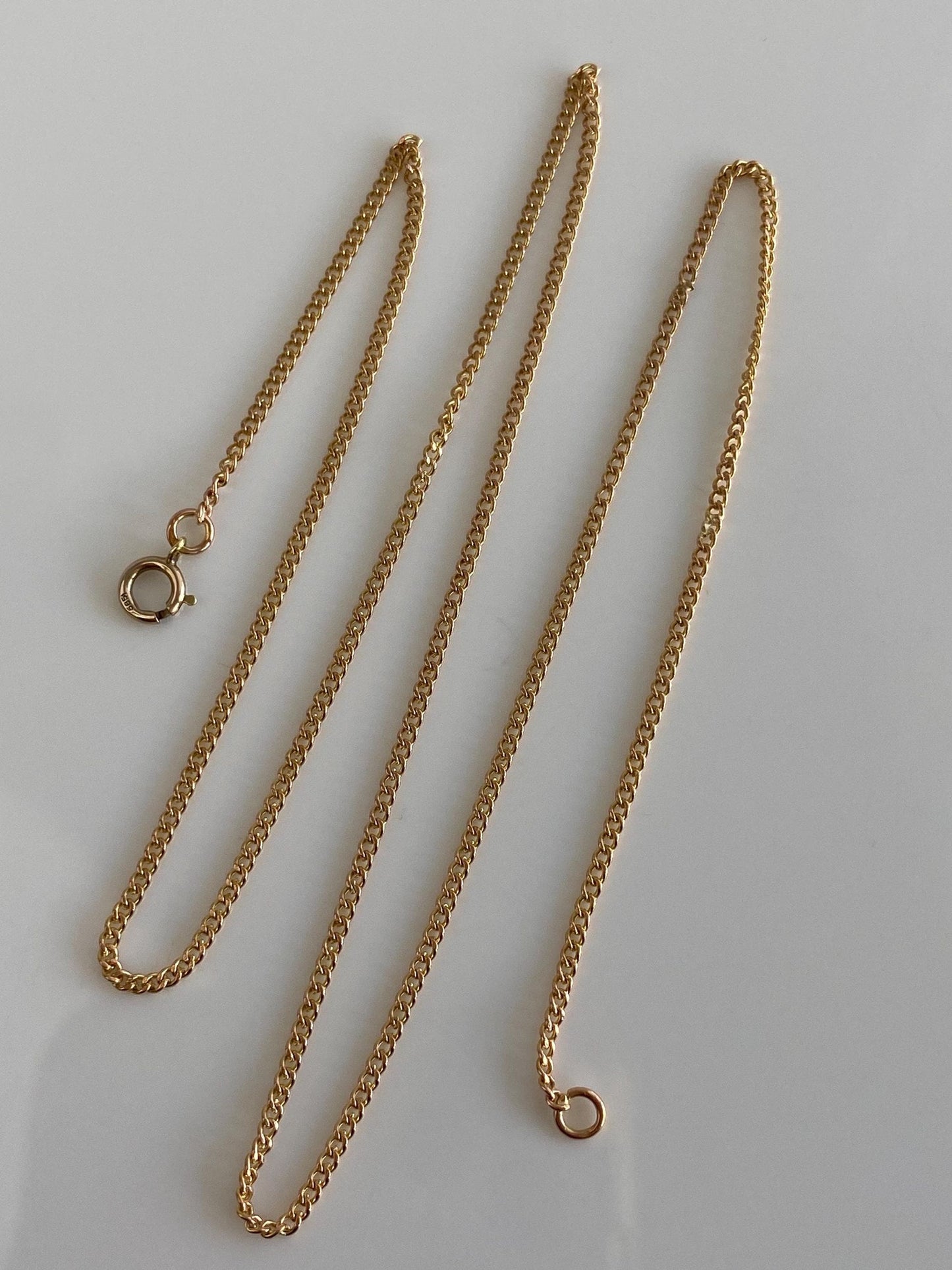 Vintage Solid 14k Yellow Gold Dainty Curb Chain Necklace - 17.25 inches