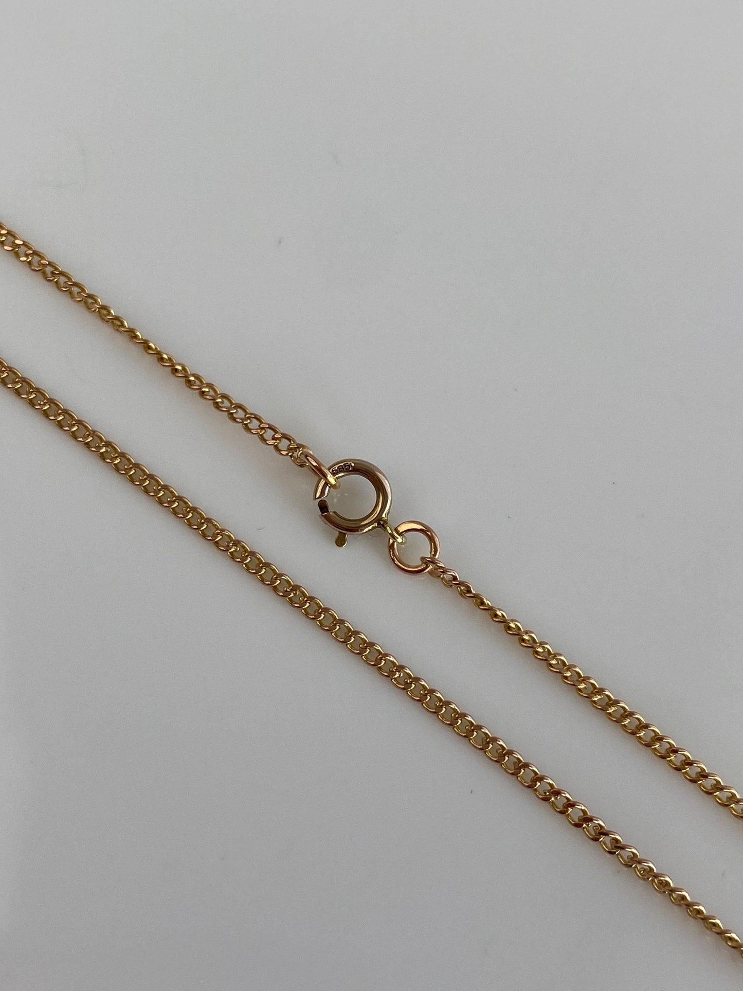 Vintage Solid 14k Yellow Gold Dainty Curb Chain Necklace - 17.25 inches