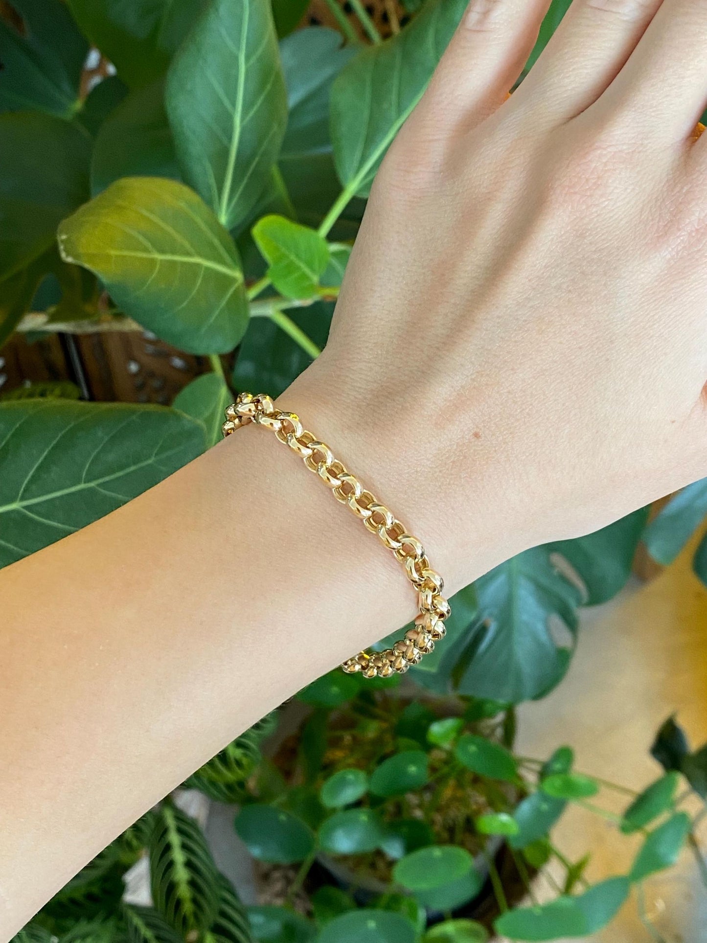 Vintage 14k Yellow Gold Rolo Chain Bracelet - 7.75 inches