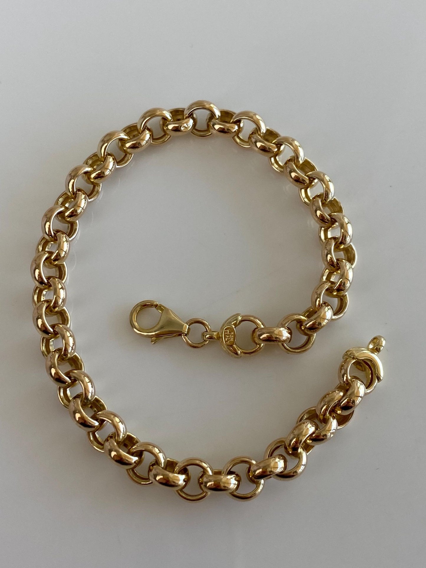 Vintage 14k Yellow Gold Rolo Chain Bracelet - 7.75 inches
