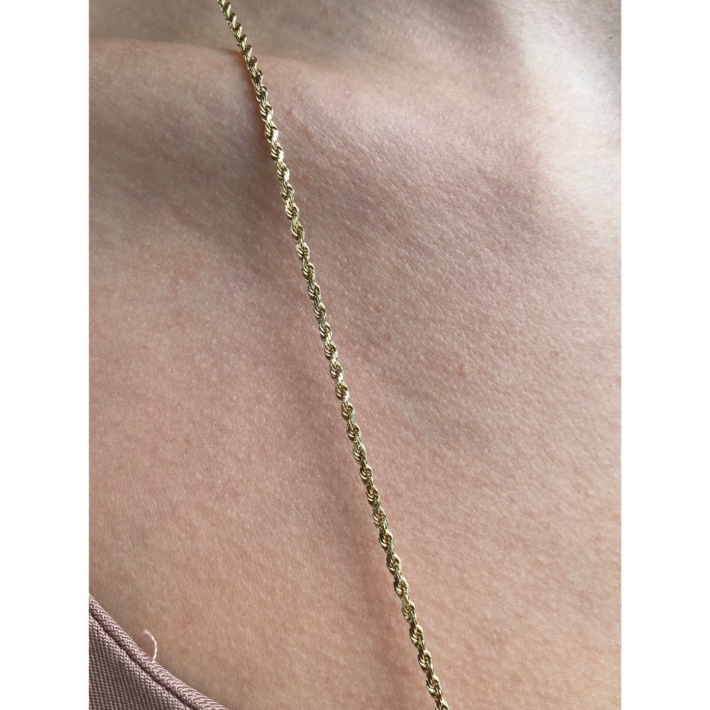 Vintage Solid 14k Yellow Gold Long Rope Chain Necklace - 30.25 inches
