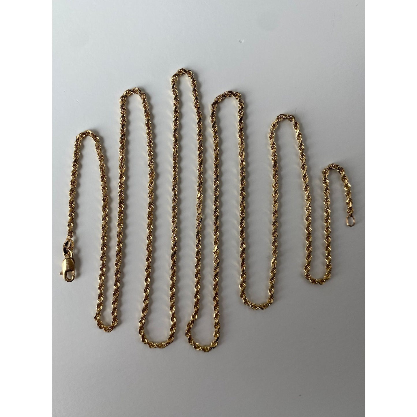 Vintage Solid 14k Yellow Gold Long Rope Chain Necklace - 30.25 inches