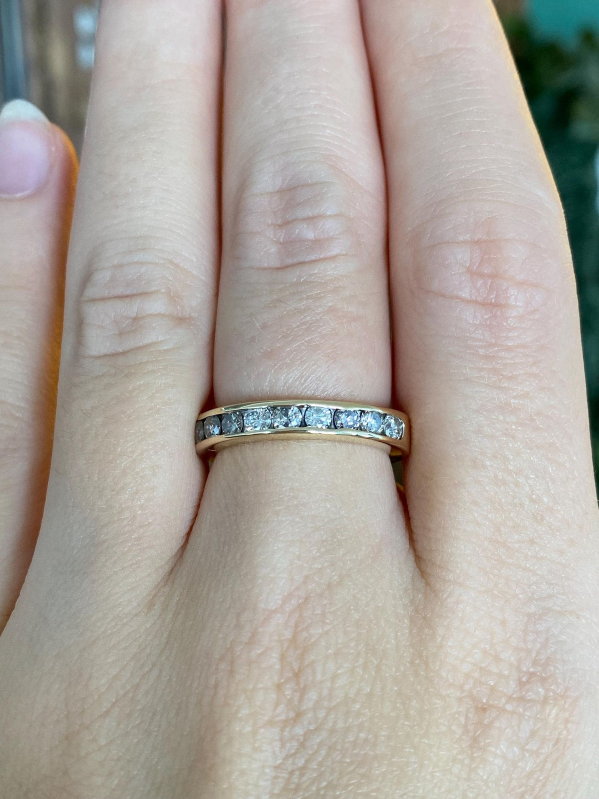 Vintage Solid 14k Yellow Gold Diamond Chunky Ring Band - Size 6.5