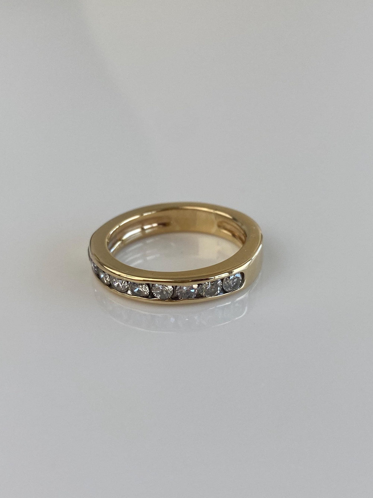 Vintage Solid 14k Yellow Gold Diamond Chunky Ring Band - Size 6.5