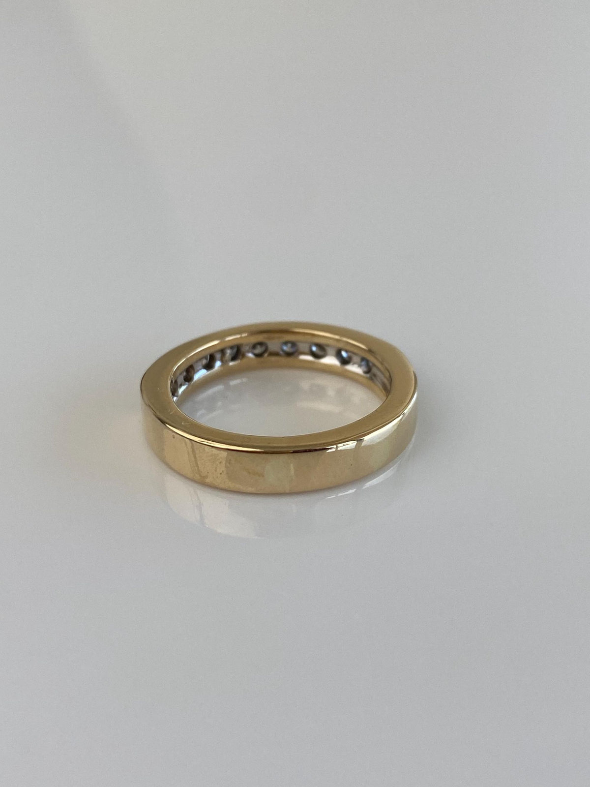 Vintage Solid 14k Yellow Gold Diamond Chunky Ring Band - Size 6.5