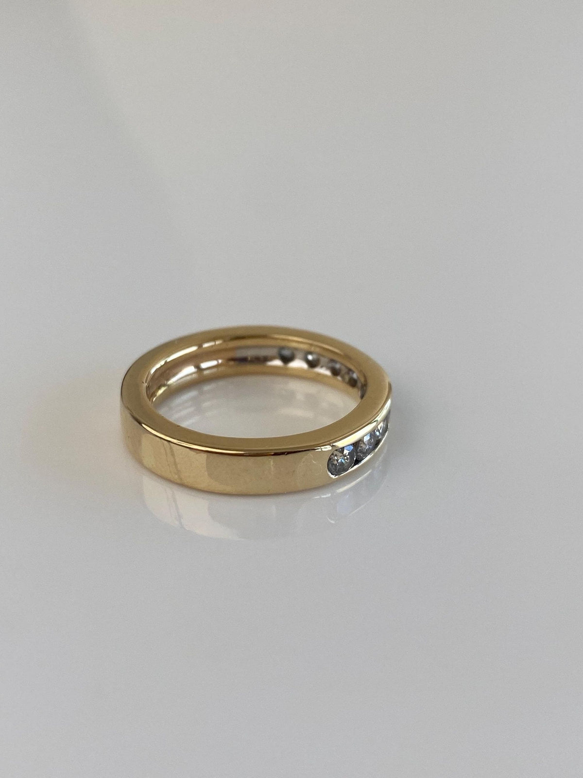 Vintage Solid 14k Yellow Gold Diamond Chunky Ring Band - Size 6.5