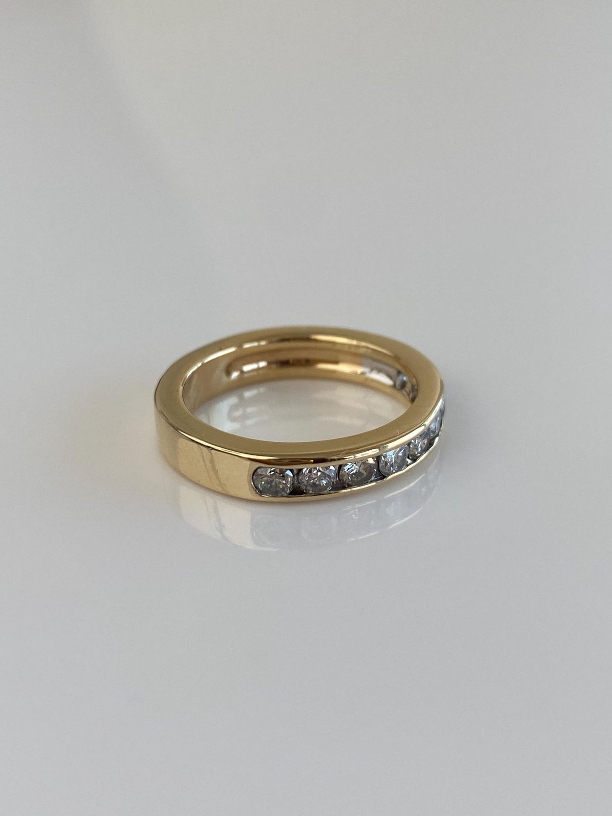 Vintage Solid 14k Yellow Gold Diamond Chunky Ring Band - Size 6.5
