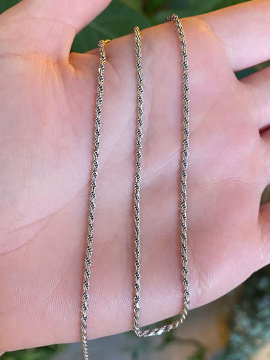 Vintage Solid 14k White Gold Twist Chain Necklace - 16 inches