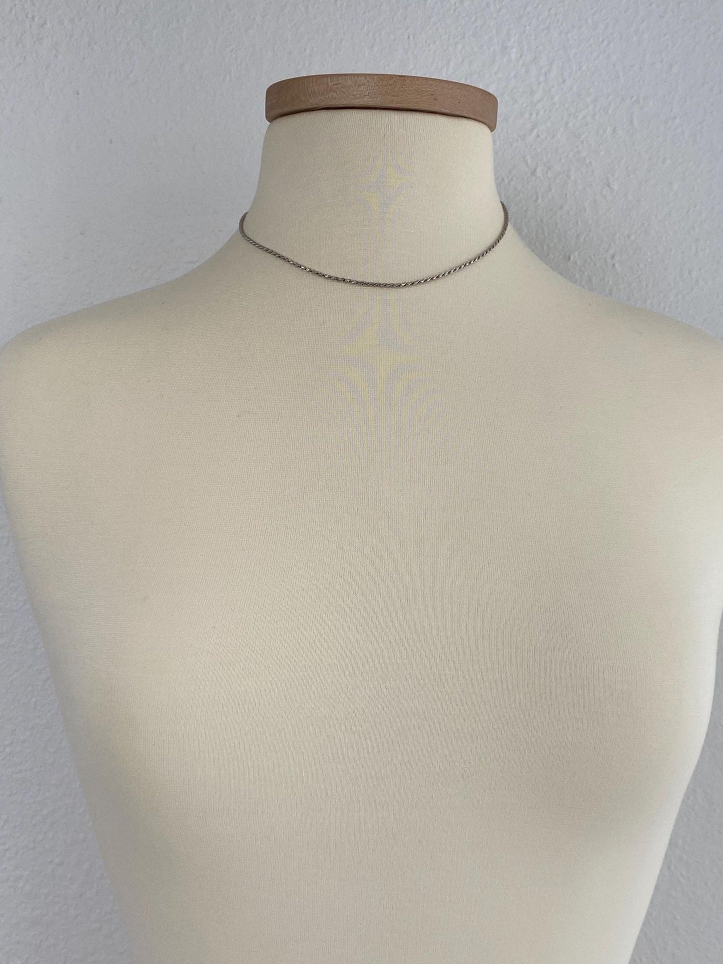 Vintage Solid 14k White Gold Twist Chain Necklace - 16 inches