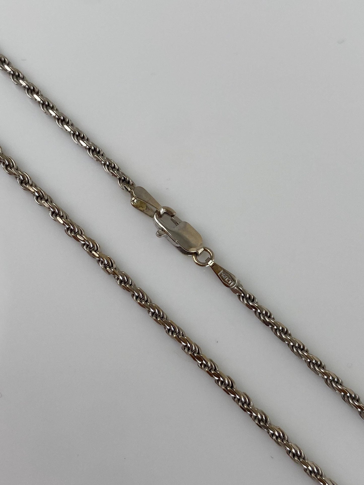 Vintage Solid 14k White Gold Twist Chain Necklace - 16 inches