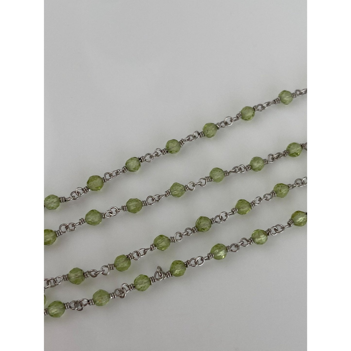 Vintage Solid 18k White Gold Peridot Link Necklace - 16.25 inches