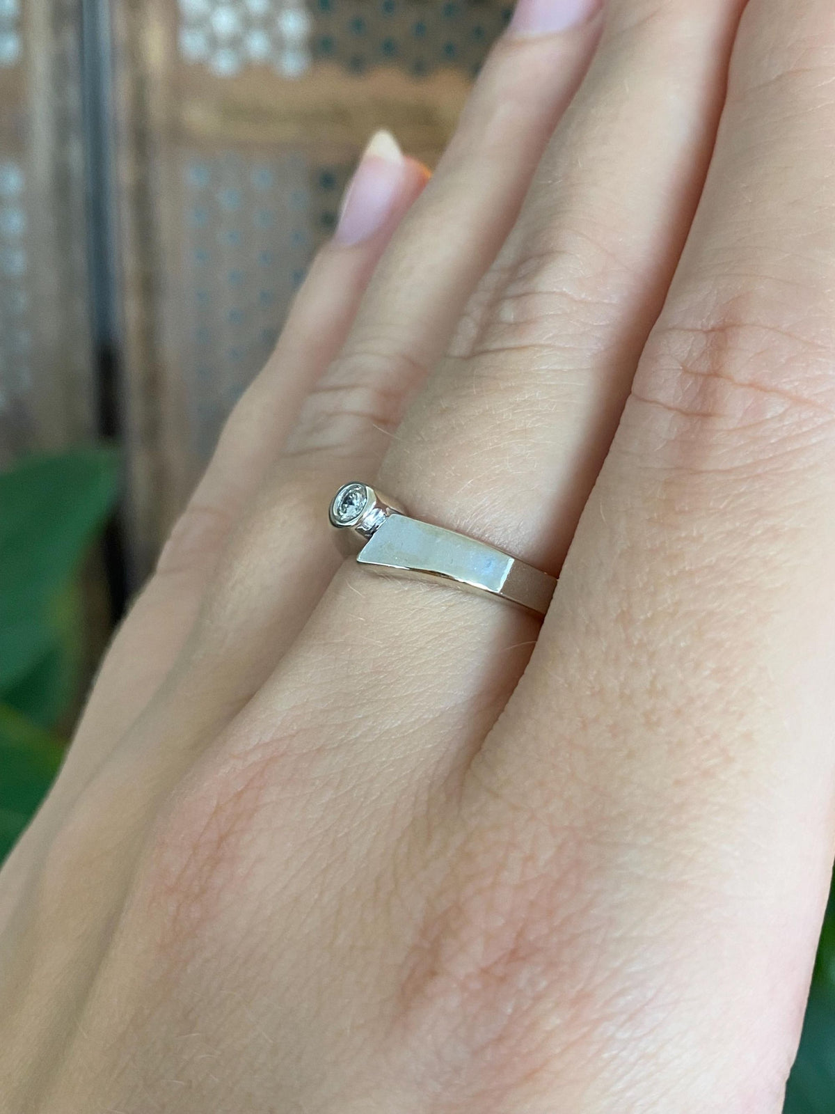 Vintage Solid 14k White Gold Diamond Ring - Size 6.25