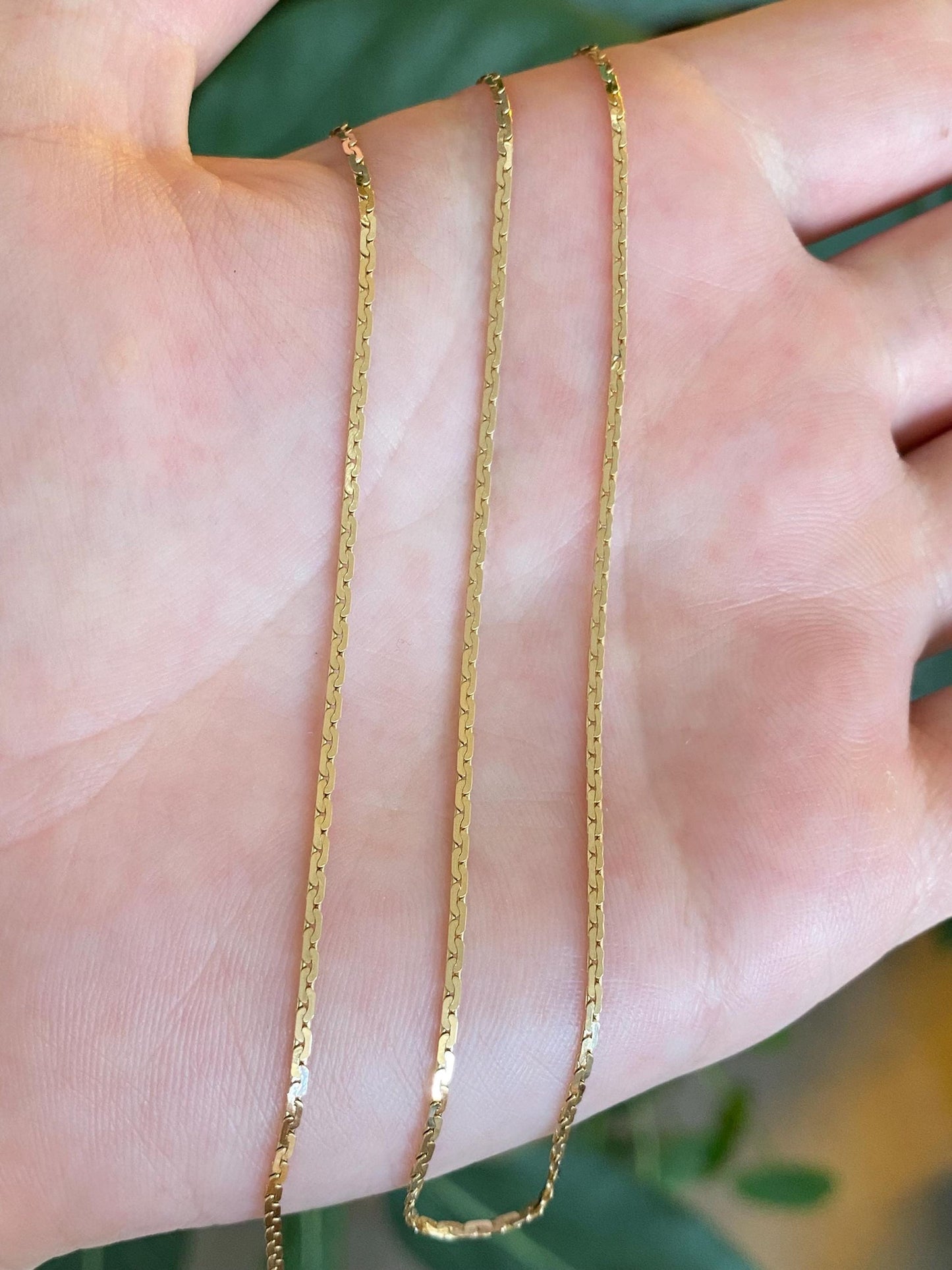 Vintage Solid 14k Yellow Gold Flat C Link Chain Necklace - 16.25 inches