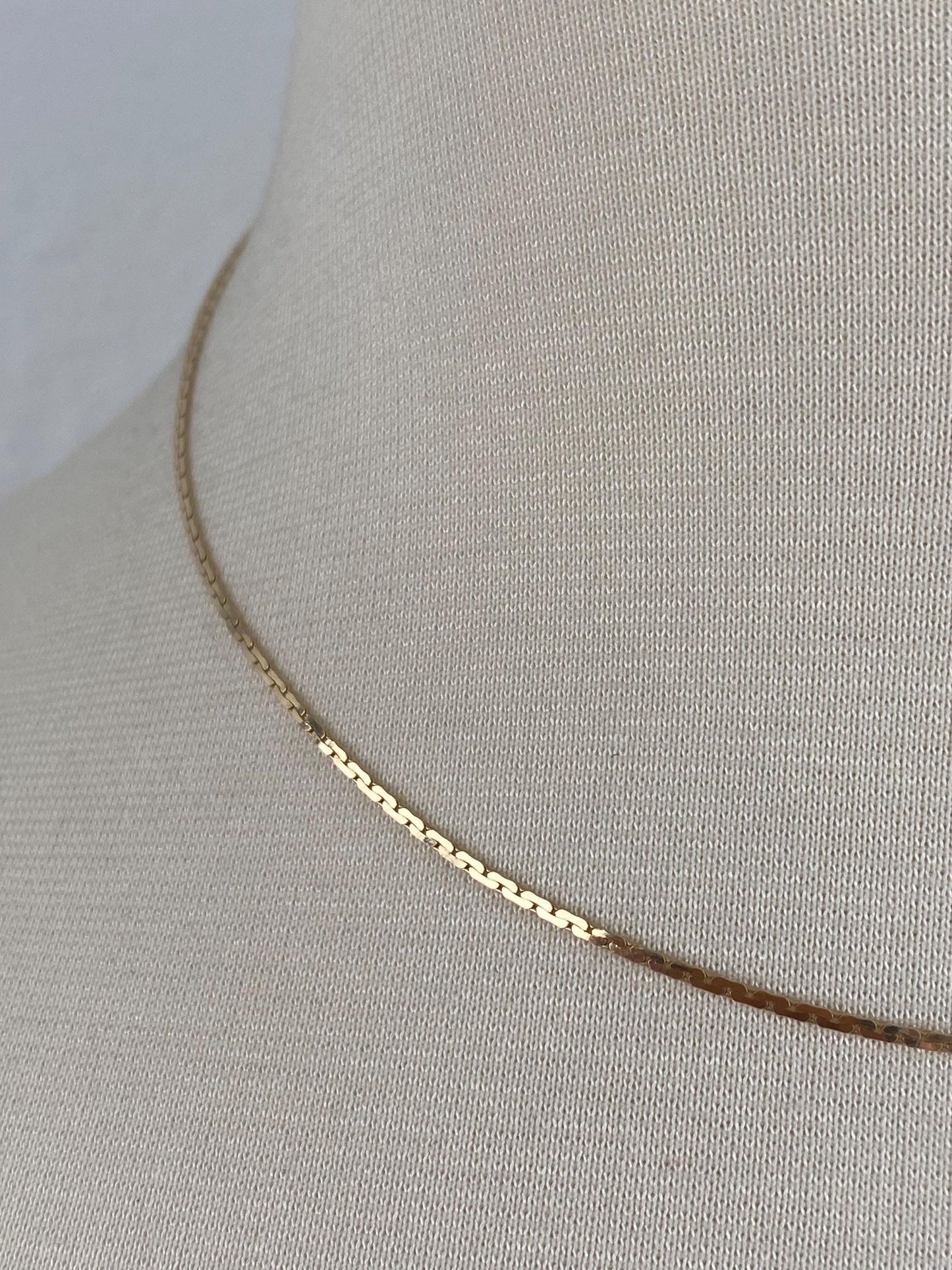 Vintage Solid 14k Yellow Gold Flat C Link Chain Necklace - 16.25 inches