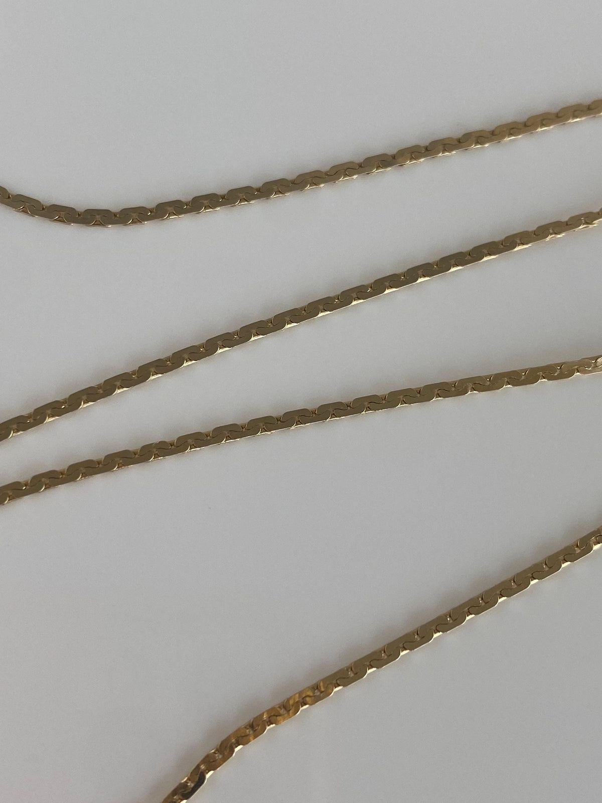 Vintage Solid 14k Yellow Gold Flat C Link Chain Necklace - 16.25 inches