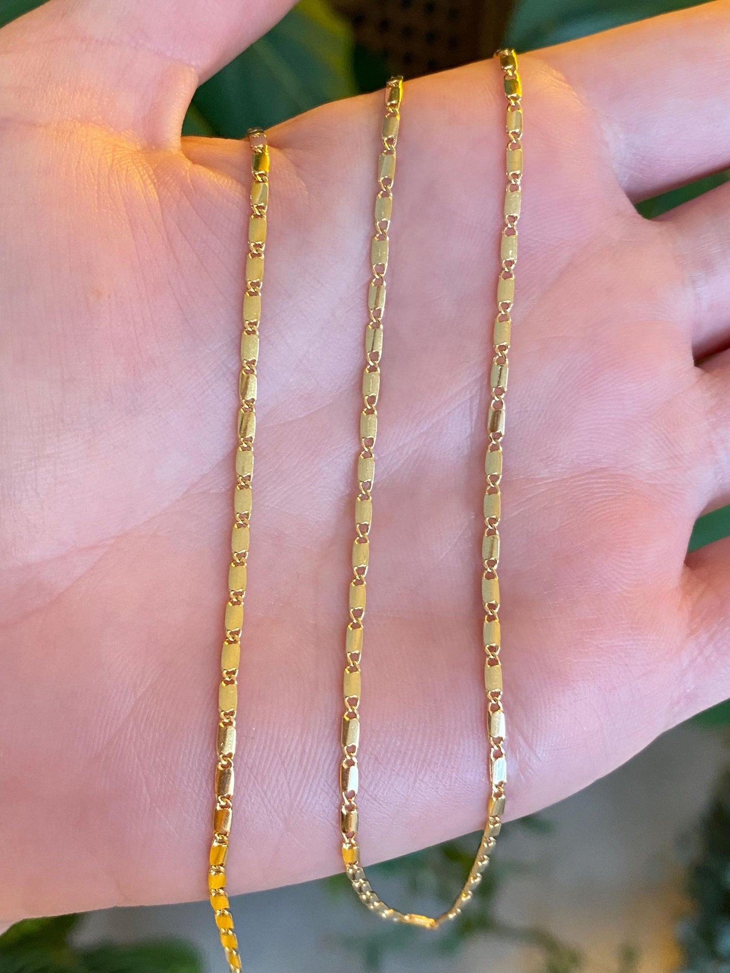 Vintage Solid 14k Yellow Gold Flat Link Chain Necklace - 19 inches