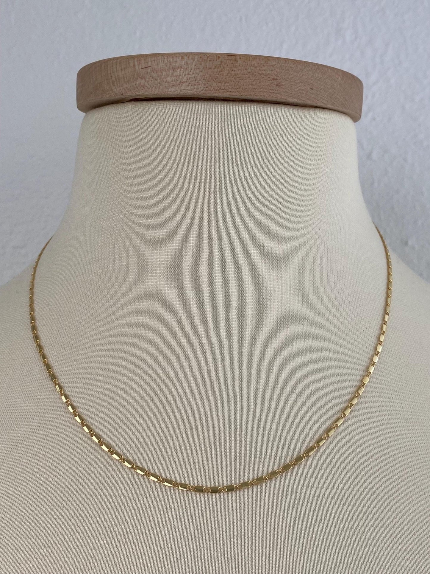 Vintage Solid 14k Yellow Gold Flat Link Chain Necklace - 19 inches