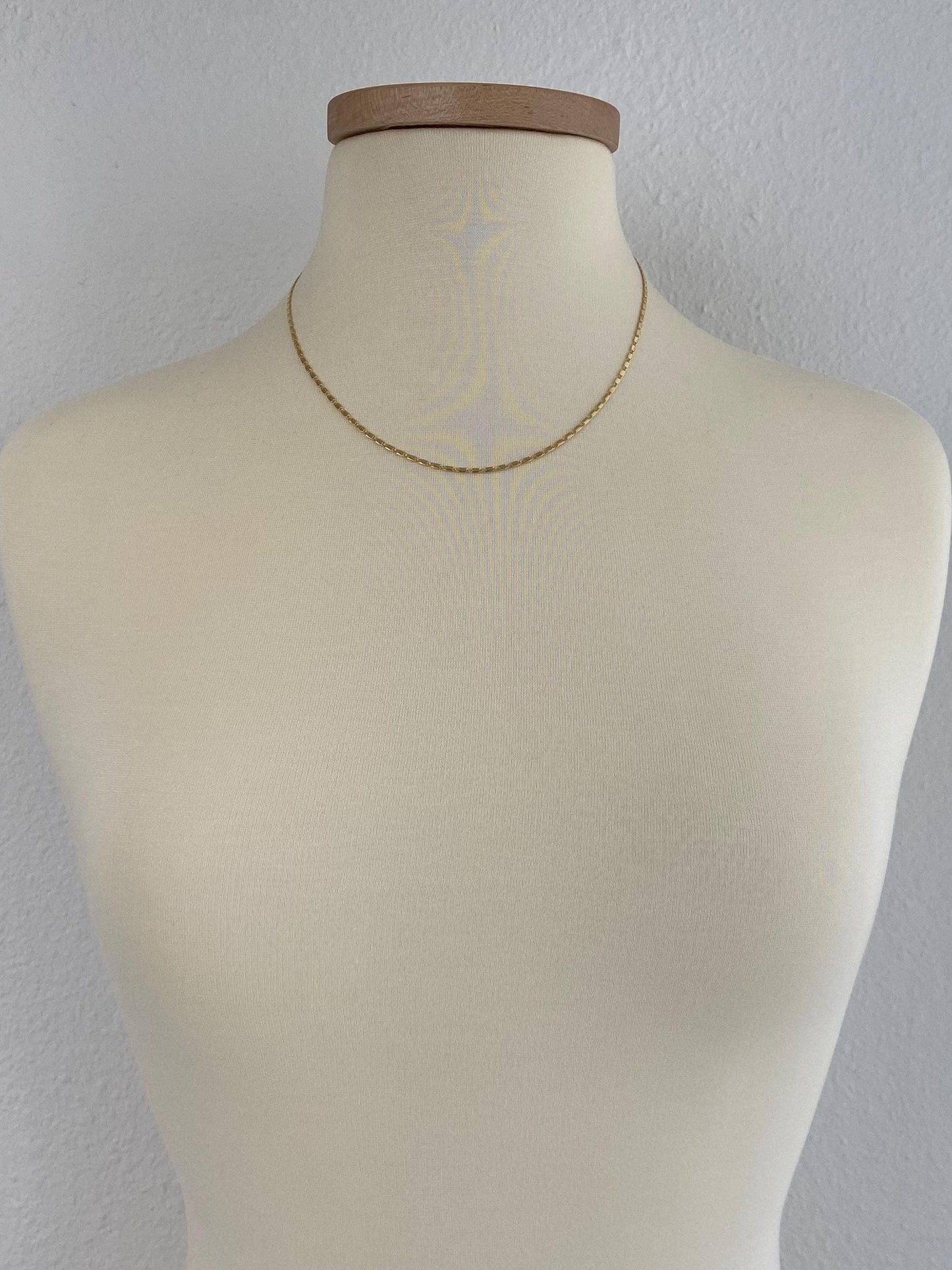 Vintage Solid 14k Yellow Gold Flat Link Chain Necklace - 19 inches