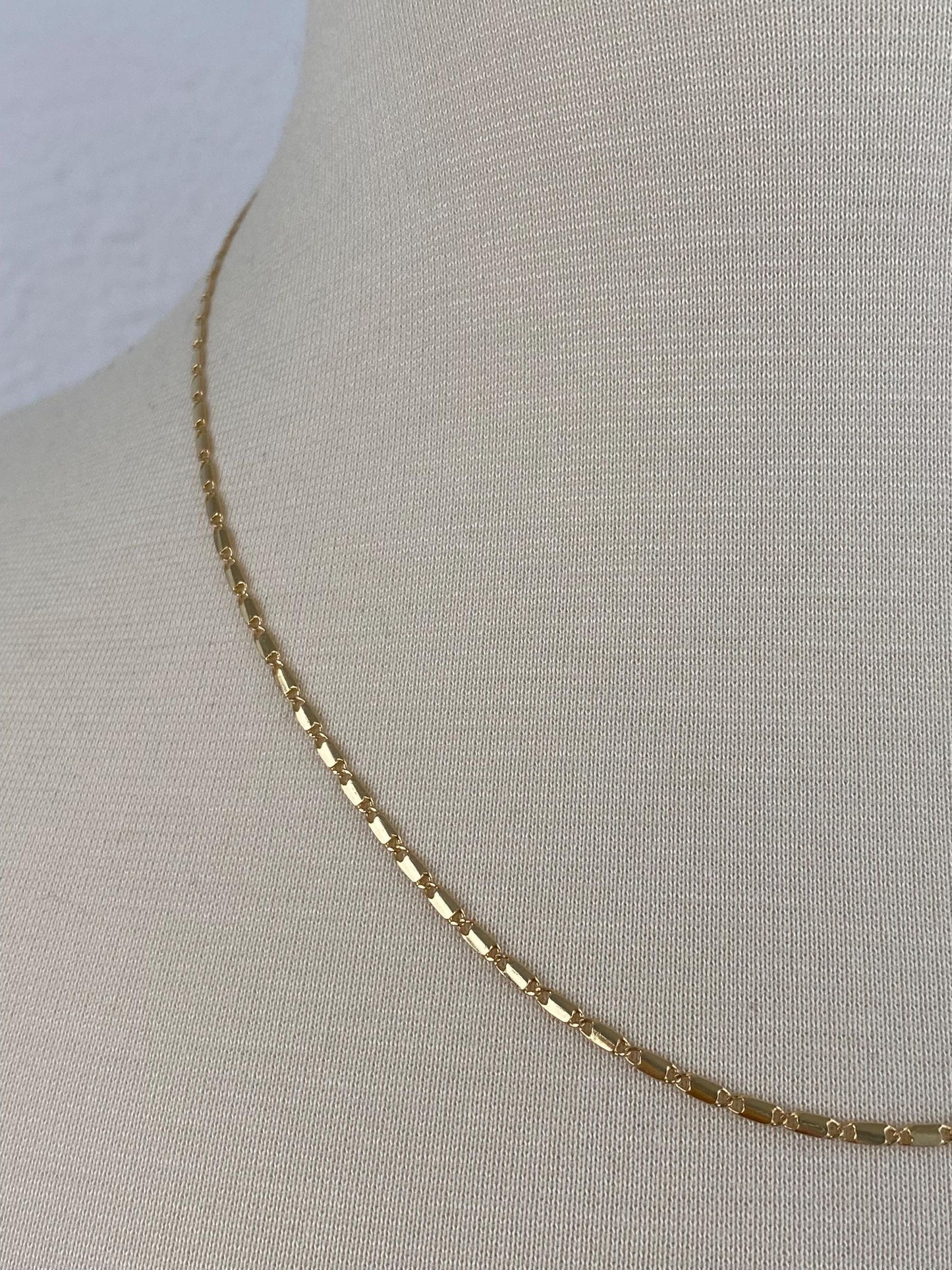 Vintage Solid 14k Yellow Gold Flat Link Chain Necklace - 19 inches