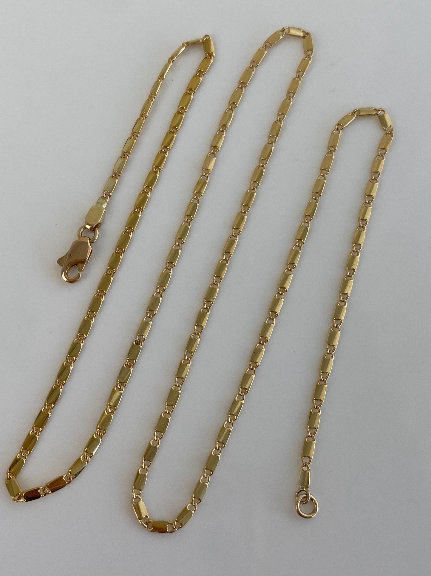 Vintage Solid 14k Yellow Gold Flat Link Chain Necklace - 19 inches