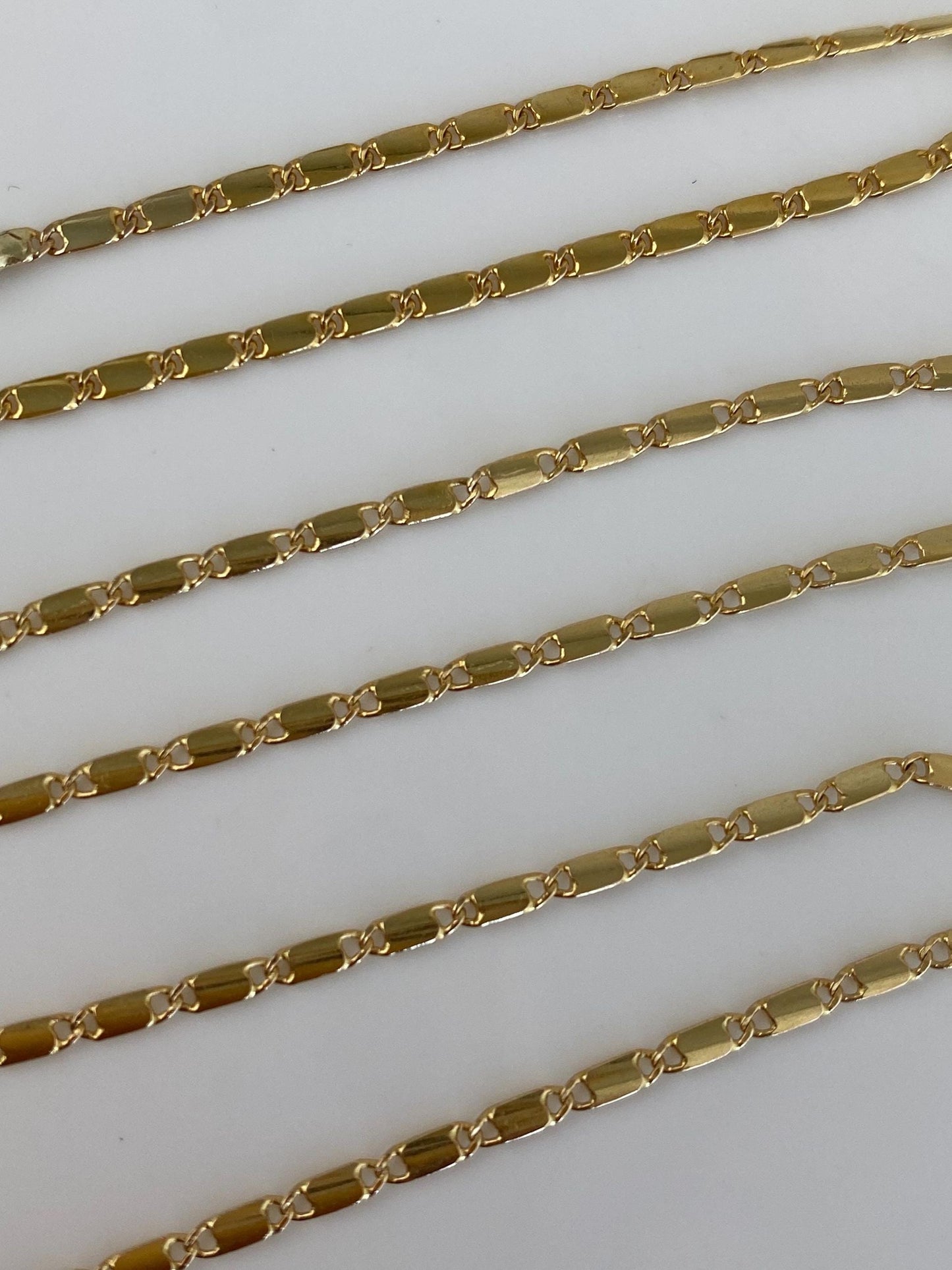Vintage Solid 14k Yellow Gold Flat Link Chain Necklace - 19 inches