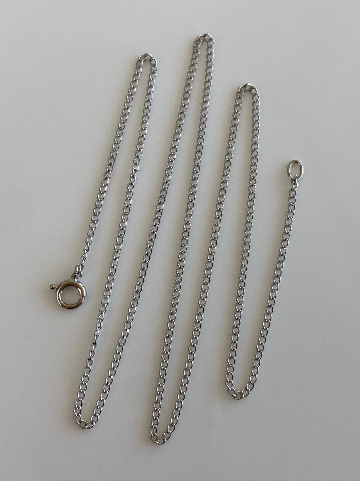 Vintage Solid 10k White Gold Dainty Curb Chain Necklace - 16.25 inches