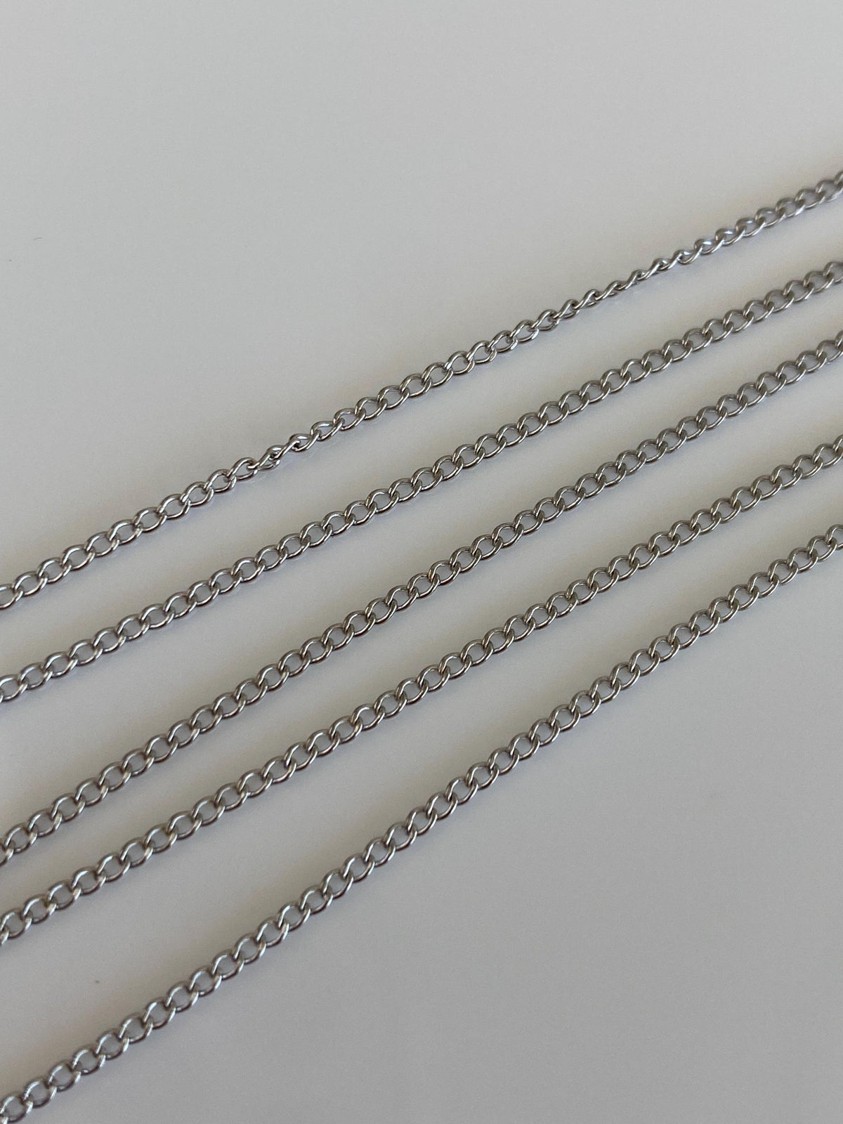 Vintage Solid 10k White Gold Dainty Curb Chain Necklace - 16.25 inches