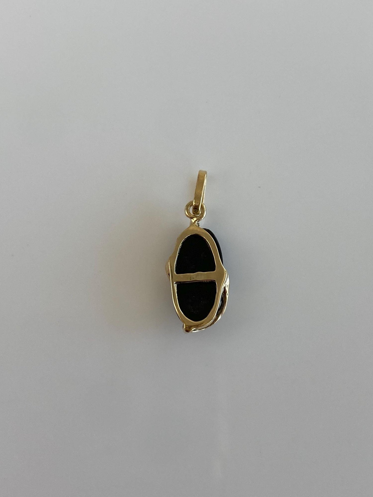 Vintage Solid 14k White & Yellow Gold Onyx Charm