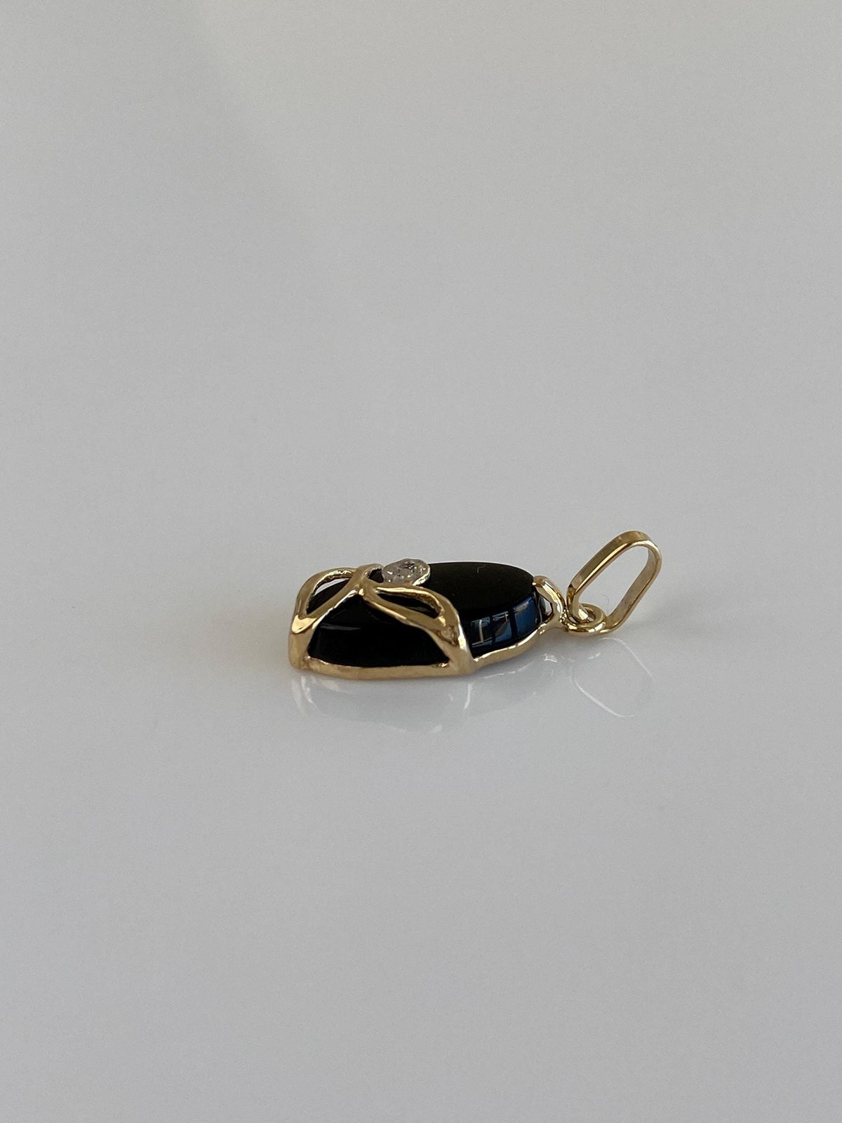 Vintage Solid 14k White & Yellow Gold Onyx Charm