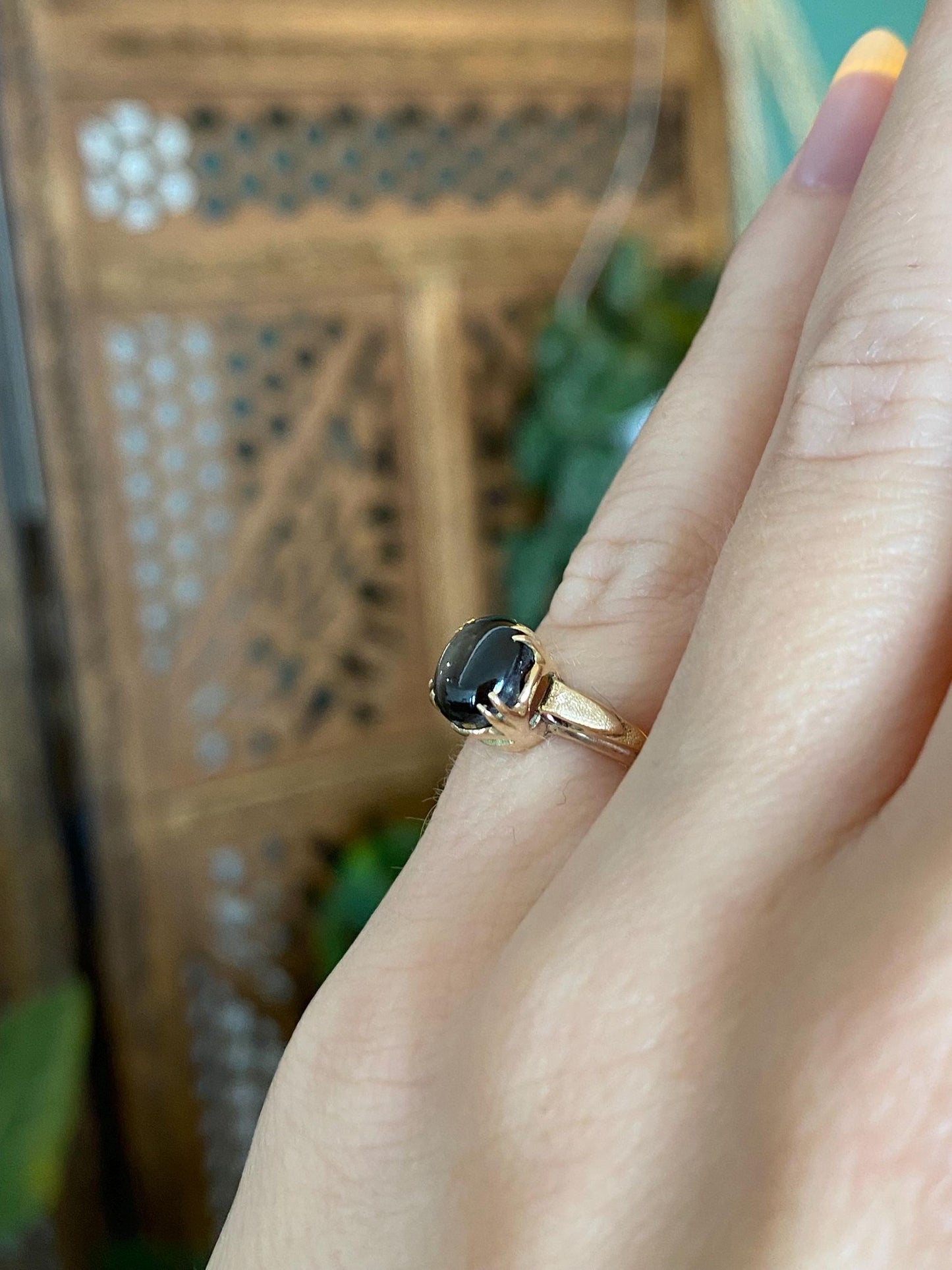 Vintage Solid 10k Yellow Gold Star Sapphire Ring - Size 4