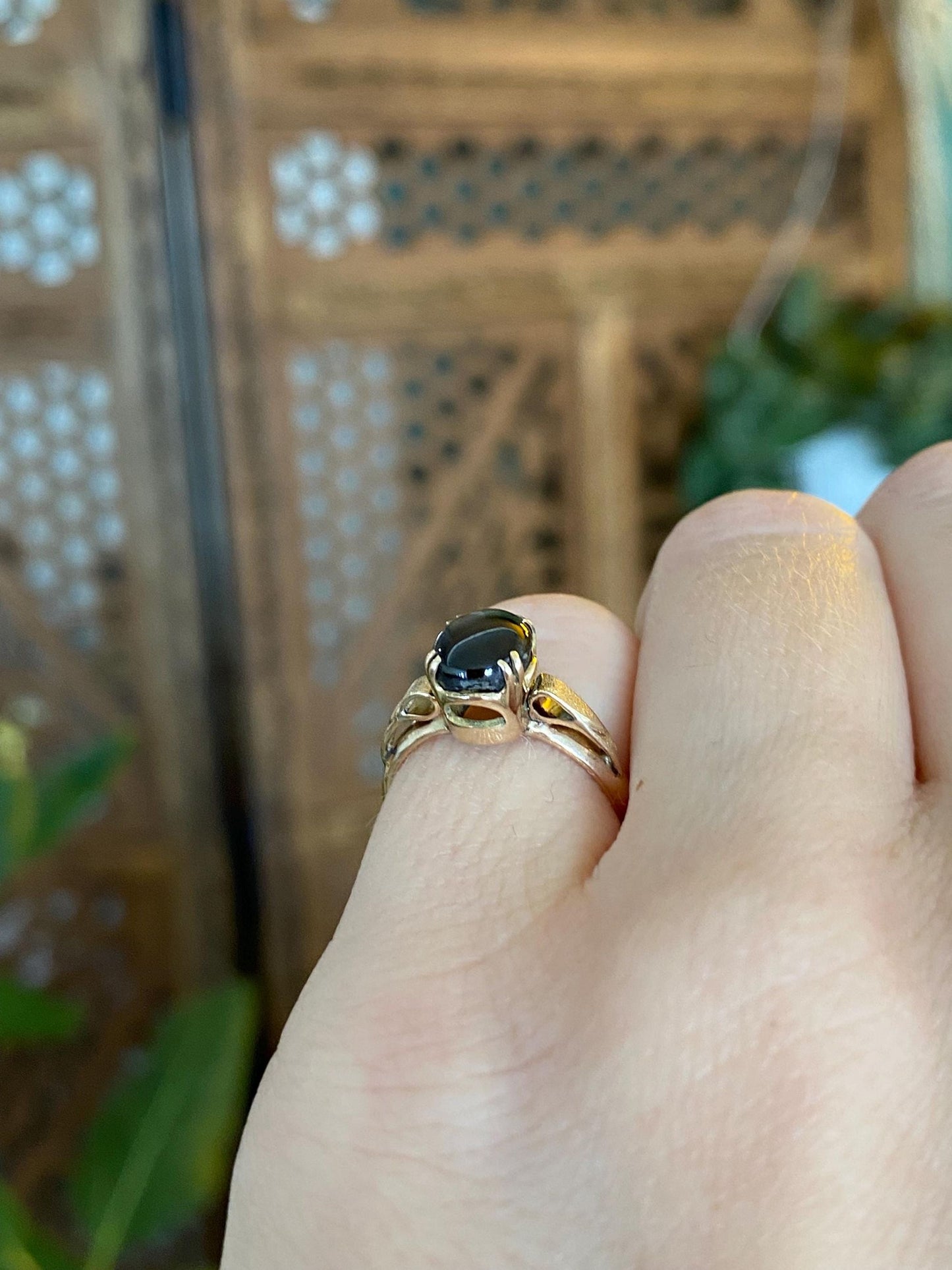 Vintage Solid 10k Yellow Gold Star Sapphire Ring - Size 4