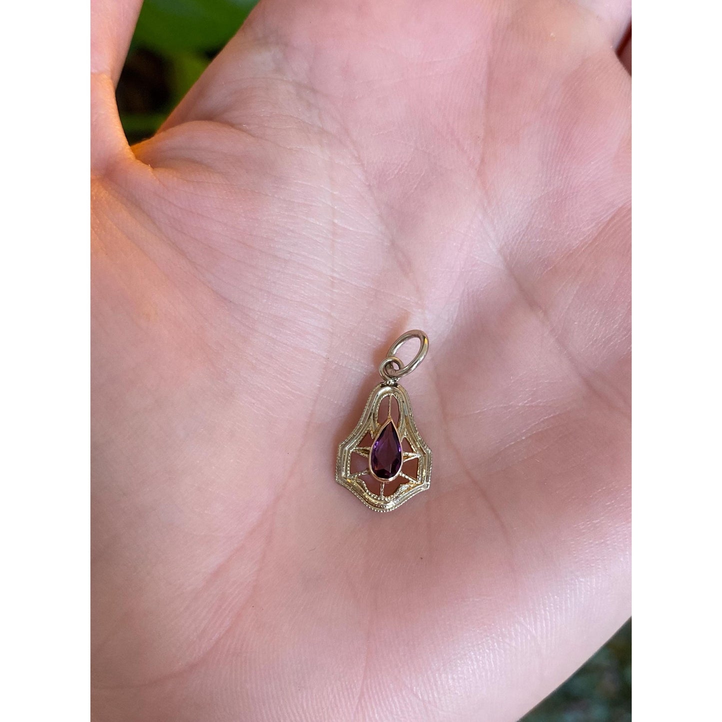 Solid 14k White Gold Purple Cubic Zirconia Stick Pin Conversion Charm