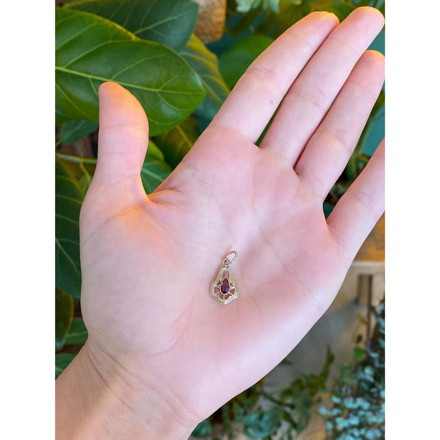 Solid 14k White Gold Purple Cubic Zirconia Stick Pin Conversion Charm