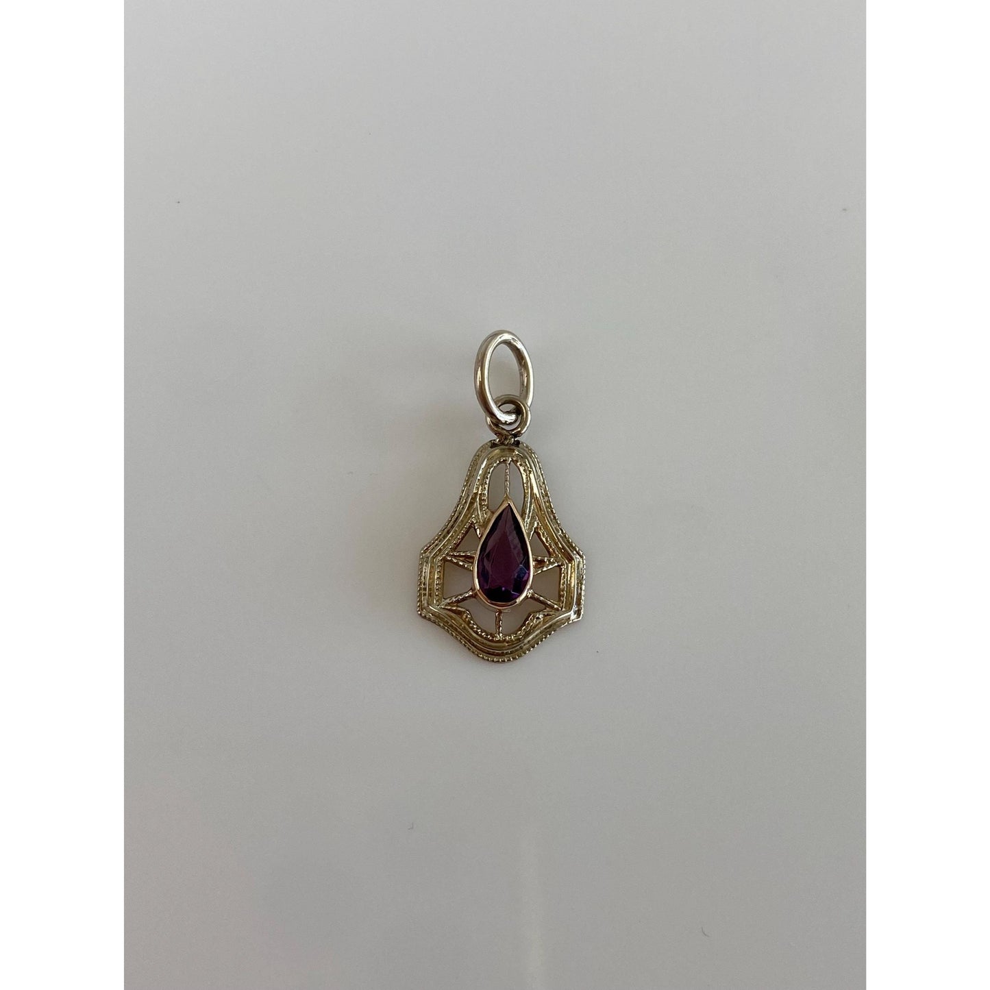 Solid 14k White Gold Purple Cubic Zirconia Stick Pin Conversion Charm