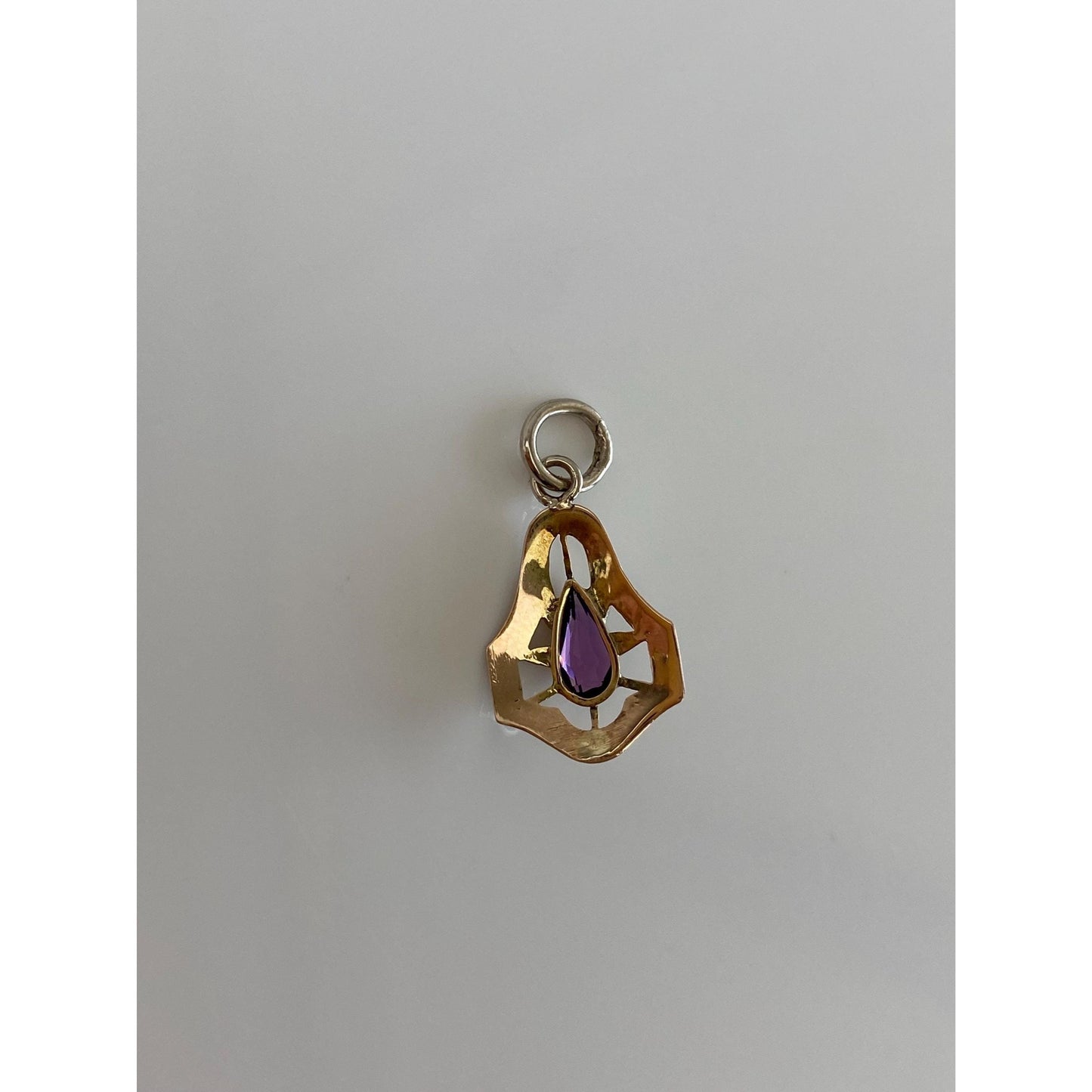 Solid 14k White Gold Purple Cubic Zirconia Stick Pin Conversion Charm