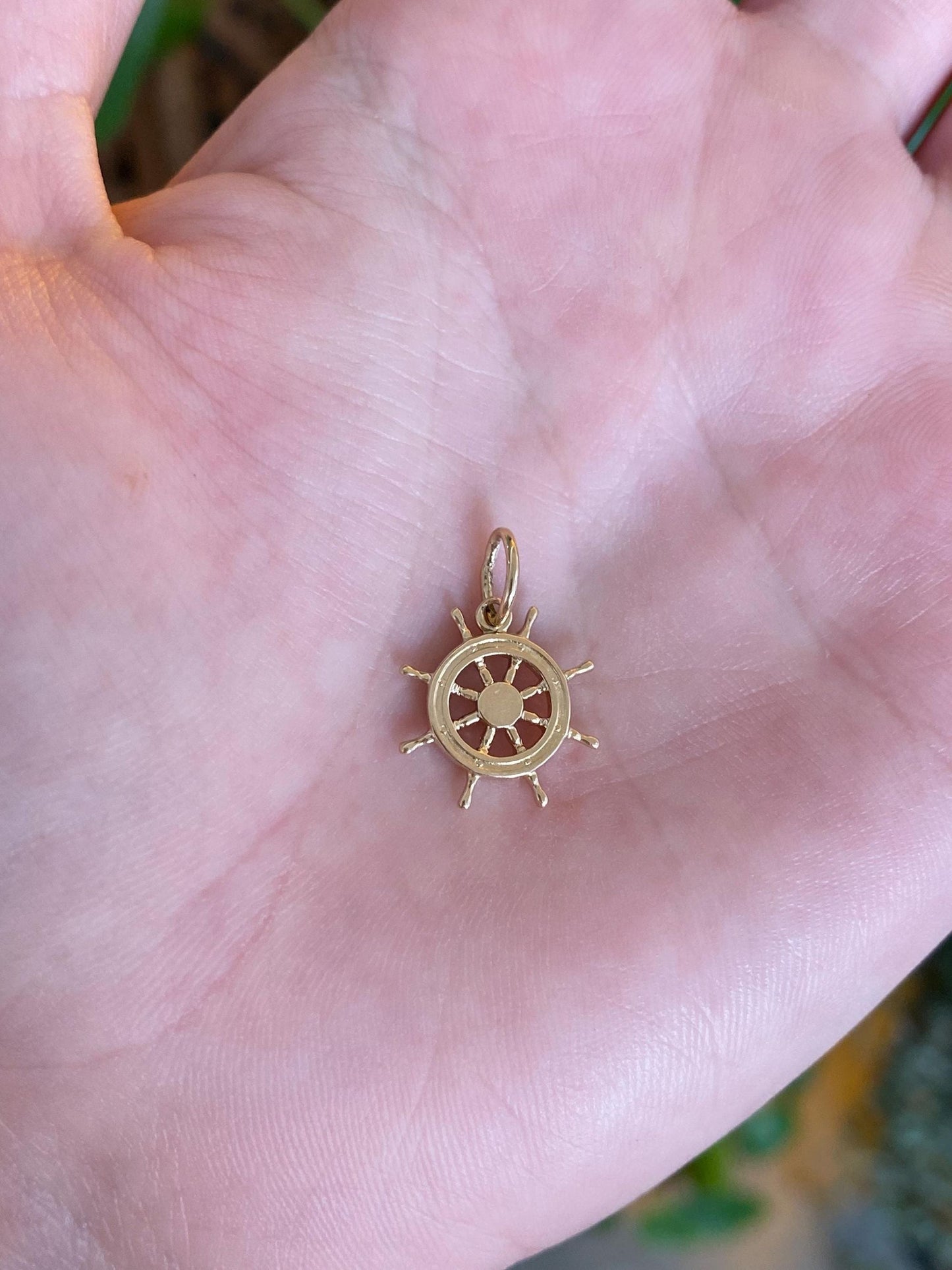 Vintage Solid 14k Yellow Gold Helm Charm