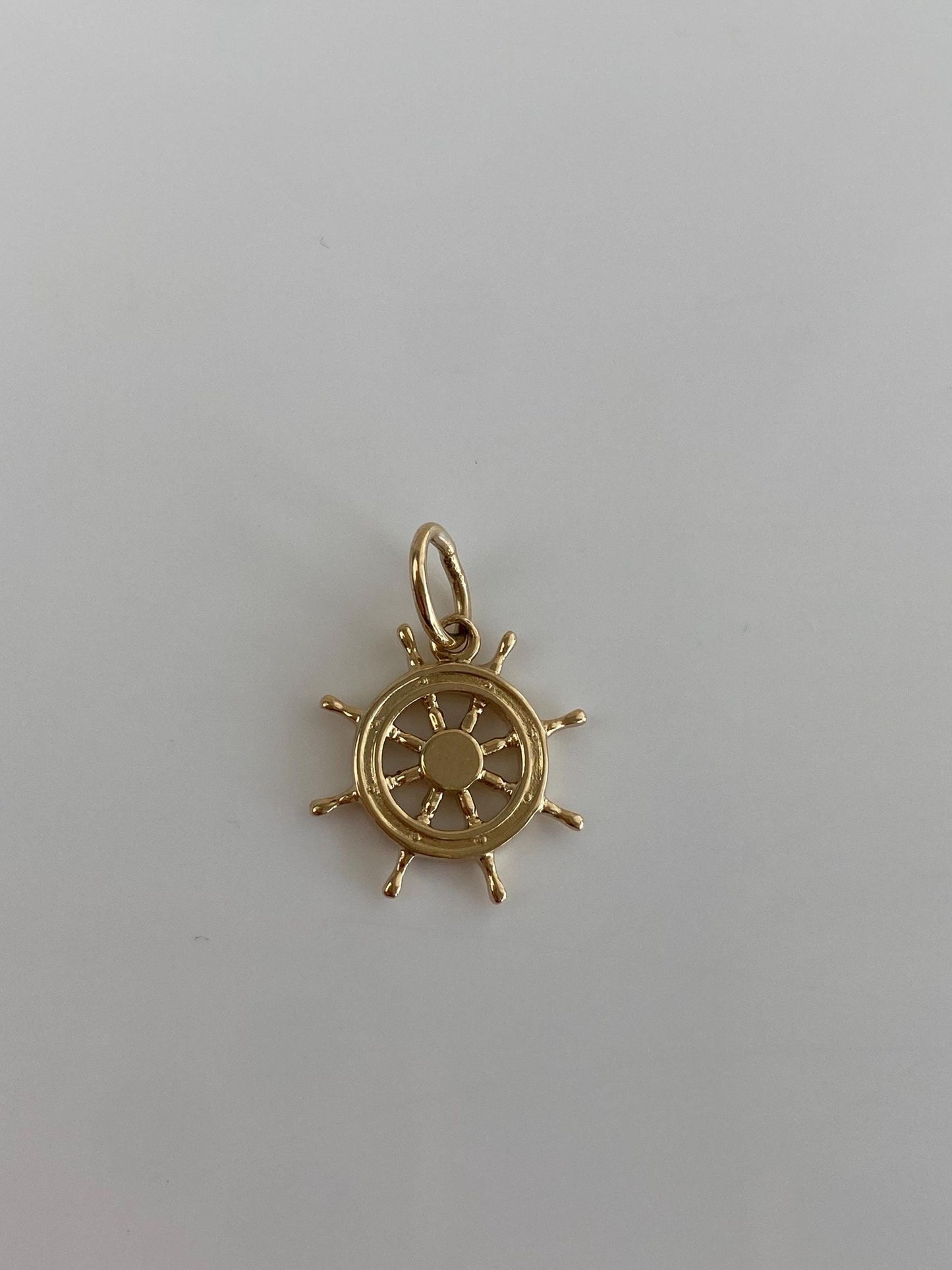 Vintage Solid 14k Yellow Gold Helm Charm