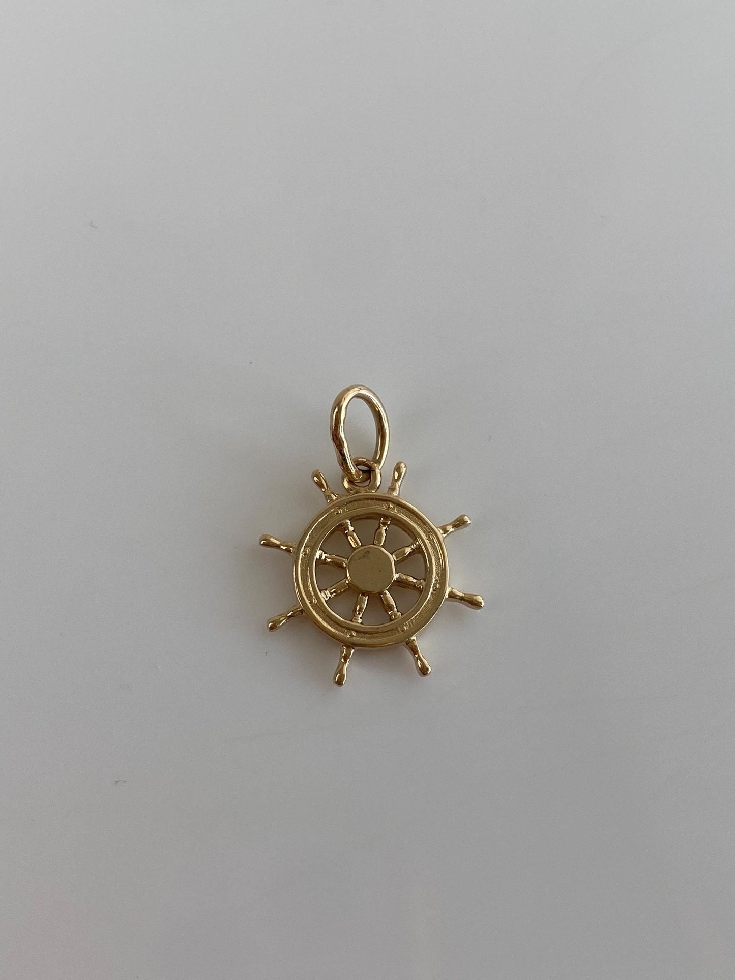 Vintage Solid 14k Yellow Gold Helm Charm
