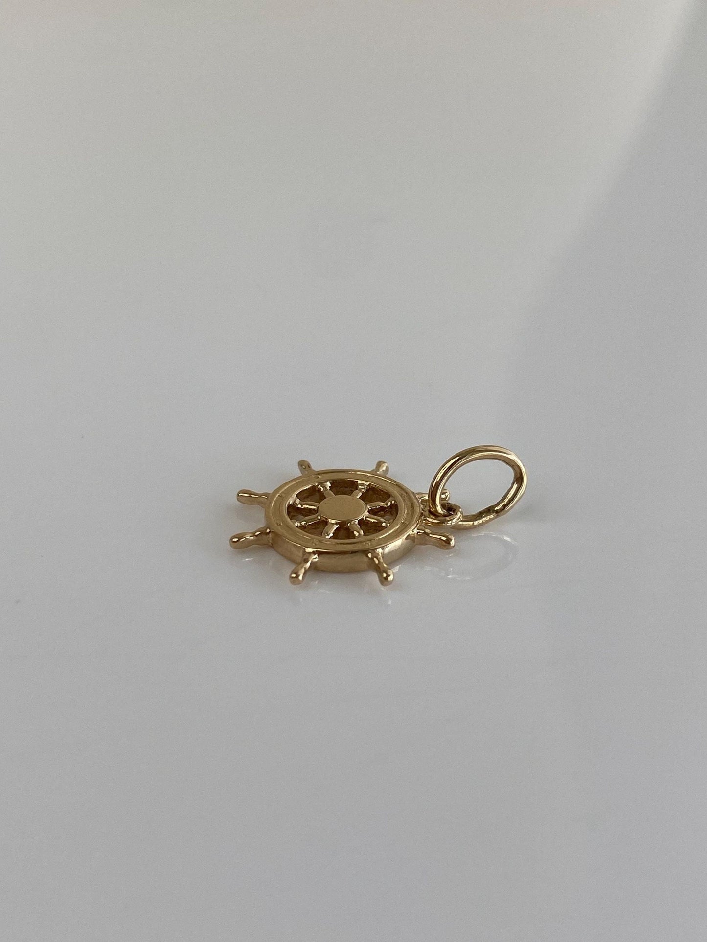 Vintage Solid 14k Yellow Gold Helm Charm
