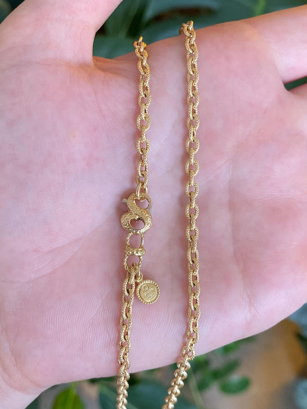 Vintage Solid 18k Yellow Gold Textured Cable Link Chain Necklace - 20 inches