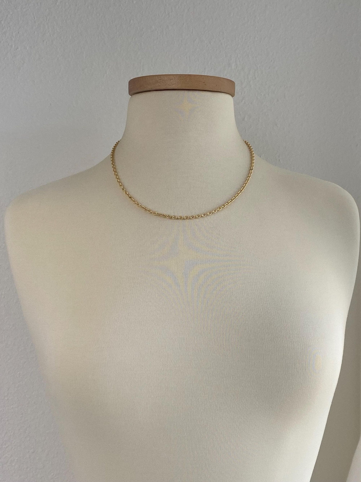 Vintage Solid 18k Yellow Gold Textured Cable Link Chain Necklace - 20 inches