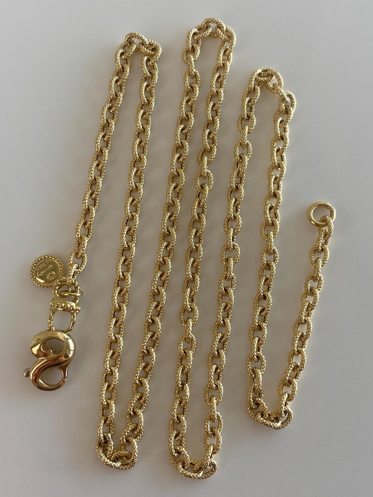 Vintage Solid 18k Yellow Gold Textured Cable Link Chain Necklace - 20 inches