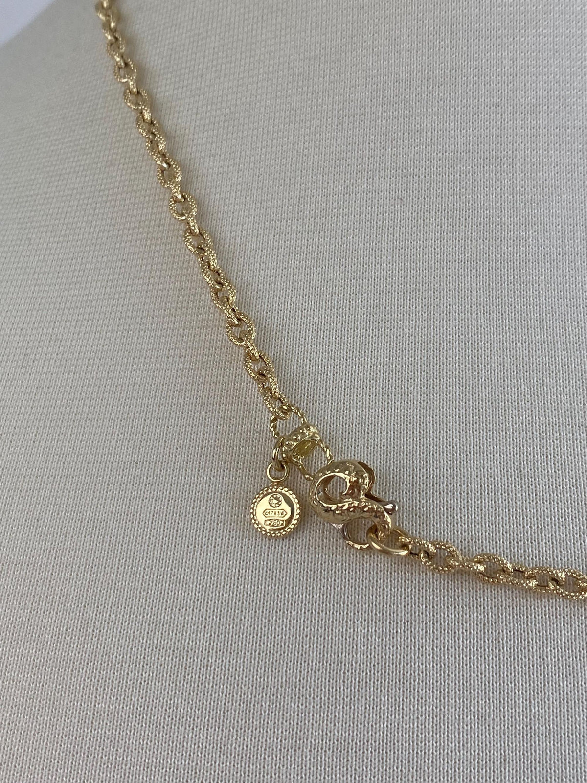 Vintage Solid 18k Yellow Gold Textured Cable Link Chain Necklace - 20 inches
