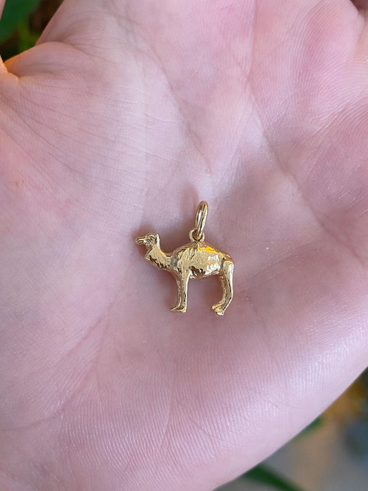 Vintage Solid 14k Yellow Gold Camel Charm