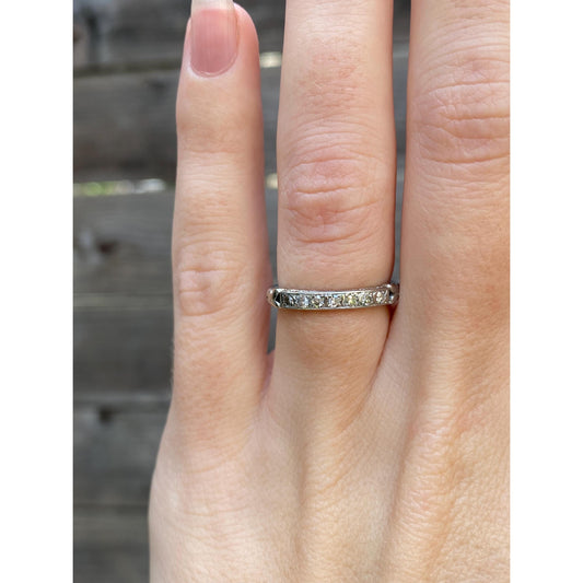 Vintage Solid 18k White Gold Diamond Ring Band - Size 4.75