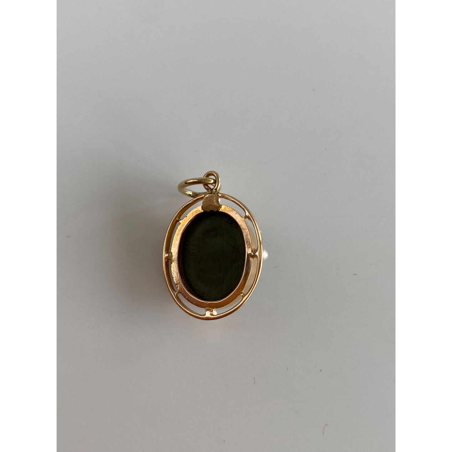 Vintage Solid 10k Yellow Gold Seed Pearl Lava Stone Cameo Stick Pin Conversion Charm